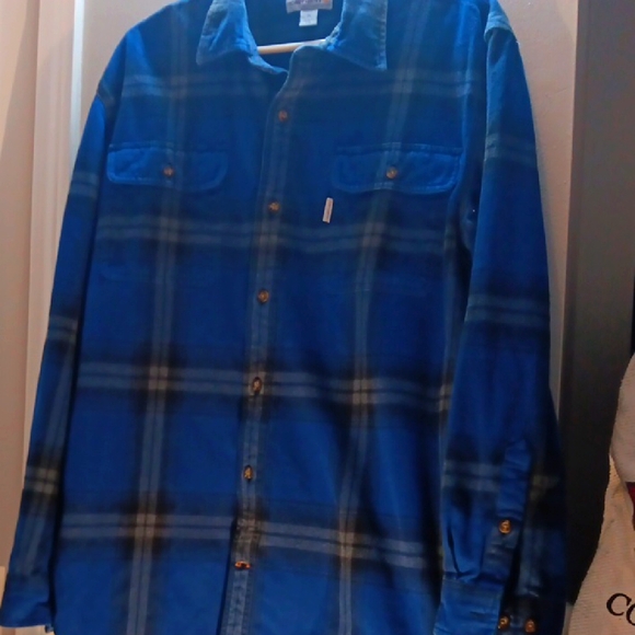 Carhartt Blue Plaid Flannel Casual Button Down Shirt - Picture 1 of 8